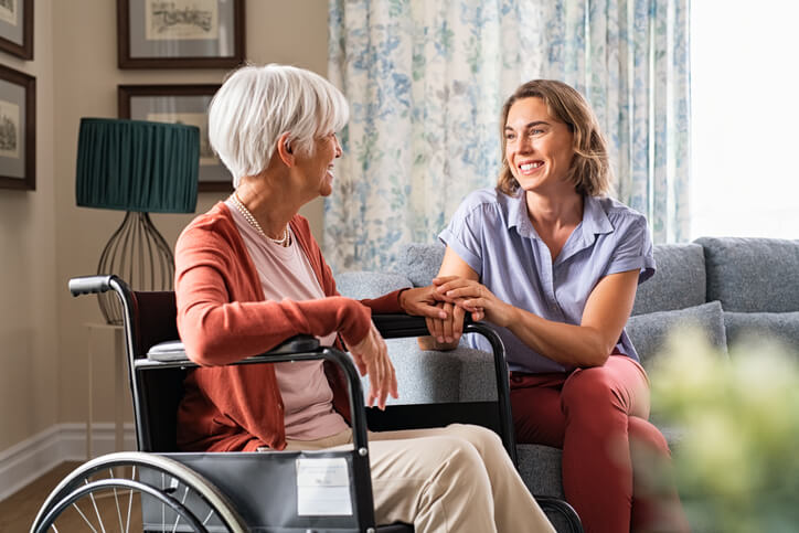 Senior enjoying social interaction at home